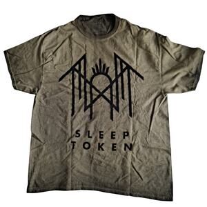 Sleep Token Logo Symbol Graphic T-Shirt Rock Metal Band Olive Green Size XL NWOT